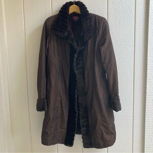 Gallery Brown Coat with Fur Trim